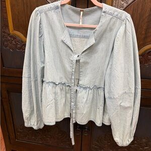 Free People Soft Blue Denim Jacket